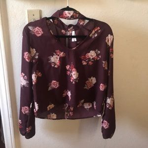 Choker neck floral blouse